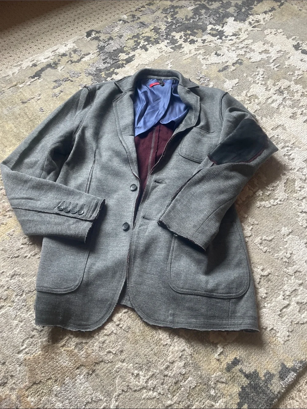 Men's Gray Wool-Blend Casual Blazer Jacket